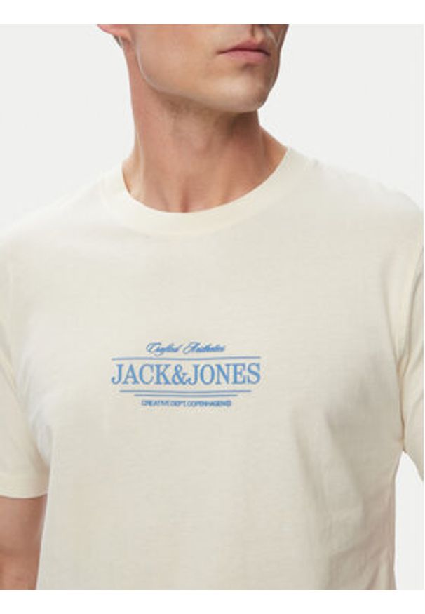 Jack & Jones T-Shirt Cassis 12295049 Kremowy Regular Fit. Kolor: kremowy. Materiał: bawełna