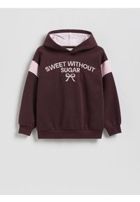 Reserved - Bluza z haftem - ciemnobrązowy. Kolor: brązowy. Materiał: bawełna. Wzór: haft #1