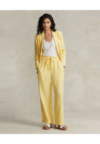 Ralph Lauren - RALPH LAUREN - Lniane spodnie z szerokimi nogawkami. Kolor: żółty. Materiał: len #3