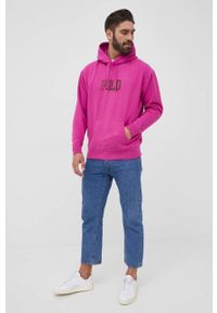 Polo Ralph Lauren bluza 710860402005 męska kolor różowy z kapturem z nadrukiem. Typ kołnierza: kaptur, polo. Kolor: różowy. Materiał: dzianina. Wzór: nadruk #2