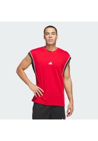 Adidas - Koszulka adidas Basketball All-World Sleeveless Tank. Kolor: czerwony, wielokolorowy, czarny. Materiał: materiał. Długość rękawa: bez rękawów. Sport: koszykówka