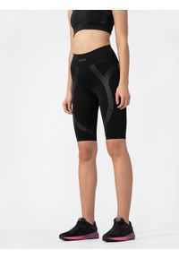 4f - Legginsy kolarki treningowe kompresyjne 4FPRO damskie. Stan: podwyższony. Kolor: szary. Materiał: materiał. Wzór: nadruk. Sport: fitness