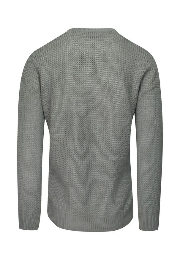 Brave Soul - Sweter Szary w Gruby Dziergany Splot, U-neck, Męski -BRAVE SOUL. Kolor: szary. Materiał: akryl. Wzór: ze splotem. Sezon: zima, jesień. Styl: klasyczny, elegancki