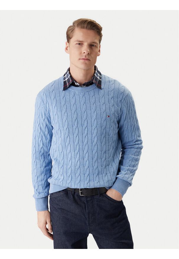 TOMMY HILFIGER - Tommy Hilfiger Sweter MW0MW33132 Niebieski Regular Fit. Kolor: niebieski. Materiał: bawełna