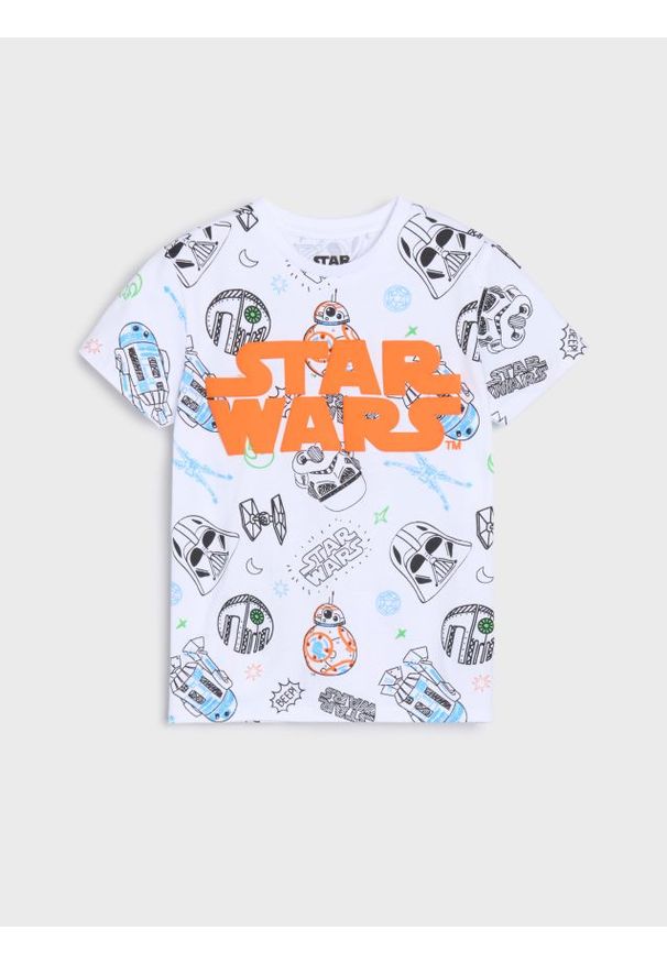 Sinsay - Koszulka z nadrukiem Star Wars - biały. Kolor: biały. Wzór: motyw z bajki, nadruk