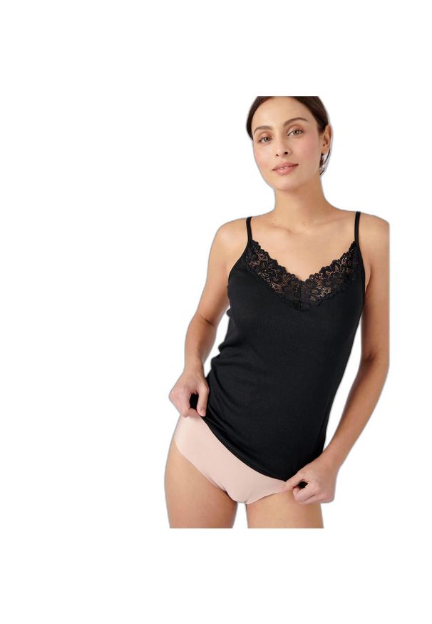 DAMART - Damski tank top Damart Thermolactyl. Kolor: czarny. Materiał: skóra, dzianina. Sezon: zima