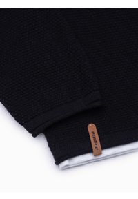 Ombre Clothing - Sweter męski - czarny V1 E121 - XXL. Okazja: na co dzień. Kolor: czarny. Materiał: bawełna. Styl: klasyczny, casual, elegancki #5