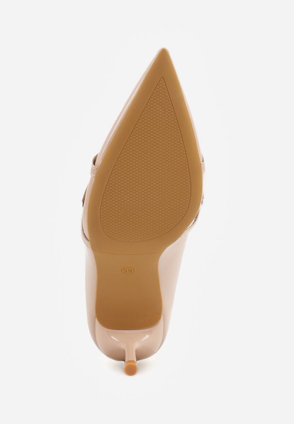 Born2be - Beżowe Szpilki Vices Lakierowane Ozdobione Paskami z Klamrami Tameliae. Okazja: na co dzień. Zapięcie: klamry. Kolor: beżowy. Materiał: lakier. Wzór: aplikacja. Obcas: na szpilce. Styl: casual. Wysokość obcasa: średni