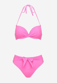 Born2be - Fuksjowe Bikini Wiązany Biustonosz i Majtki Typu Figi Vanissa. Kolor: różowy