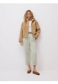 Reserved - Jeansy paperbag - zielony. Kolor: zielony