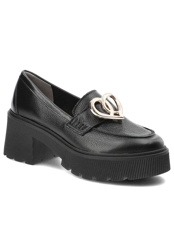 Czarne Półbuty Armodo Eleganckie Buty Damskie. Okazja: na co dzień, na spotkanie biznesowe. Kolor: czarny. Materiał: skóra. Obcas: na obcasie. Styl: elegancki. Wysokość obcasa: średni
