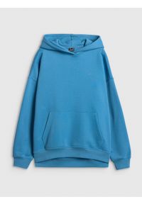 4f - 4F Bluza dresowa loose z kapturem damska - niebieska M. Typ kołnierza: kaptur. Kolor: niebieski. Materiał: dresówka #1
