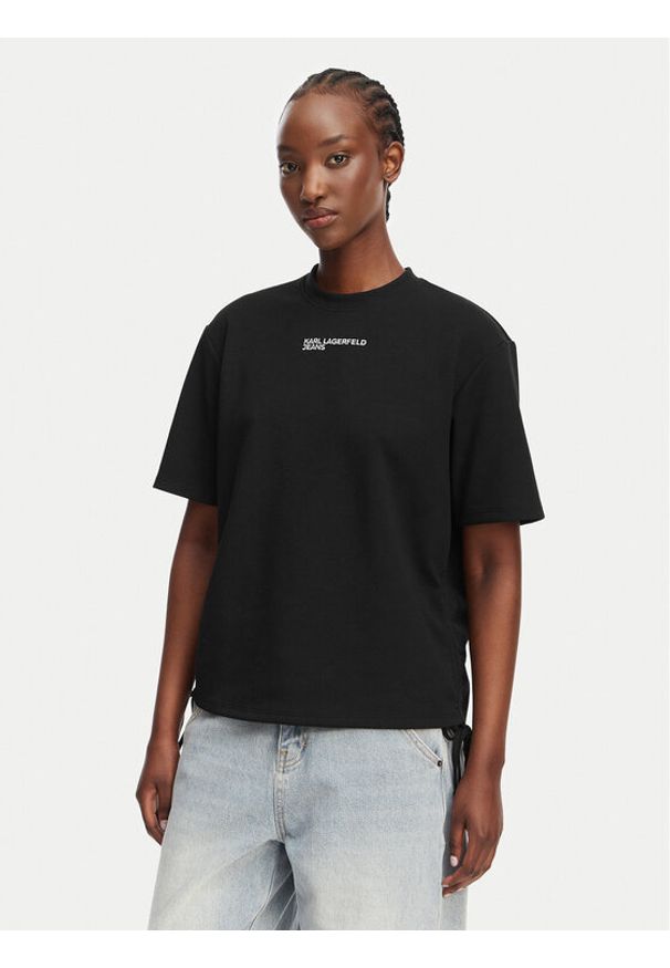 Karl Lagerfeld Jeans T-Shirt B2W17074 Czarny Regular Fit. Kolor: czarny. Materiał: syntetyk