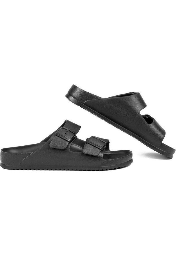 Klapki damskie Coqui Kong. Okazja: na plażę. Kolor: czarny. Styl: sportowy