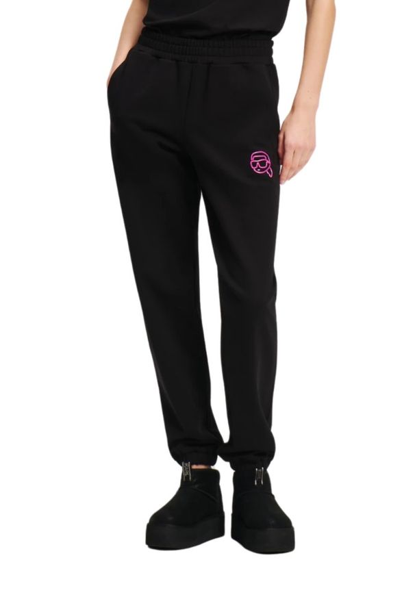 Karl Lagerfeld - KARL LAGERFELD Czarne spodnie dresowe damskie Ikonik 2.0 Jelly. Kolor: czarny. Materiał: dresówka