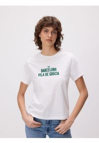 Reserved - Bawełniany t-shirt z nadrukiem - biały. Kolor: biały. Materiał: bawełna. Wzór: nadruk #1