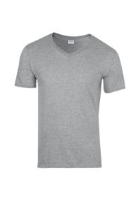 GILDAN - Męska Koszulka Krótki Rękaw Soft Style. Kolor: szary. Długość rękawa: krótki rękaw. Długość: krótkie. Sport: turystyka piesza #1
