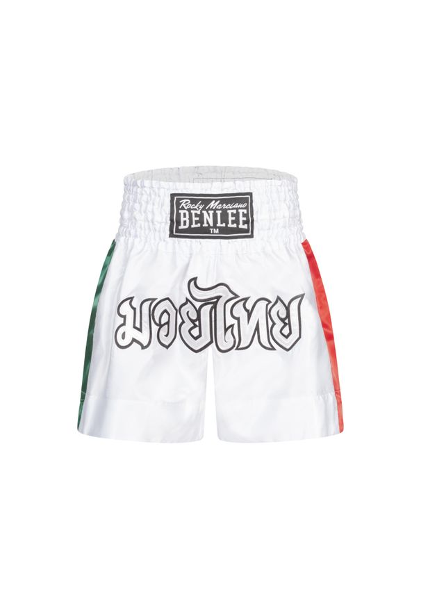 Spodenki do boksu tajskiego Benlee Goldy. Kolor: zielony, biały, wielokolorowy. Sport: fitness