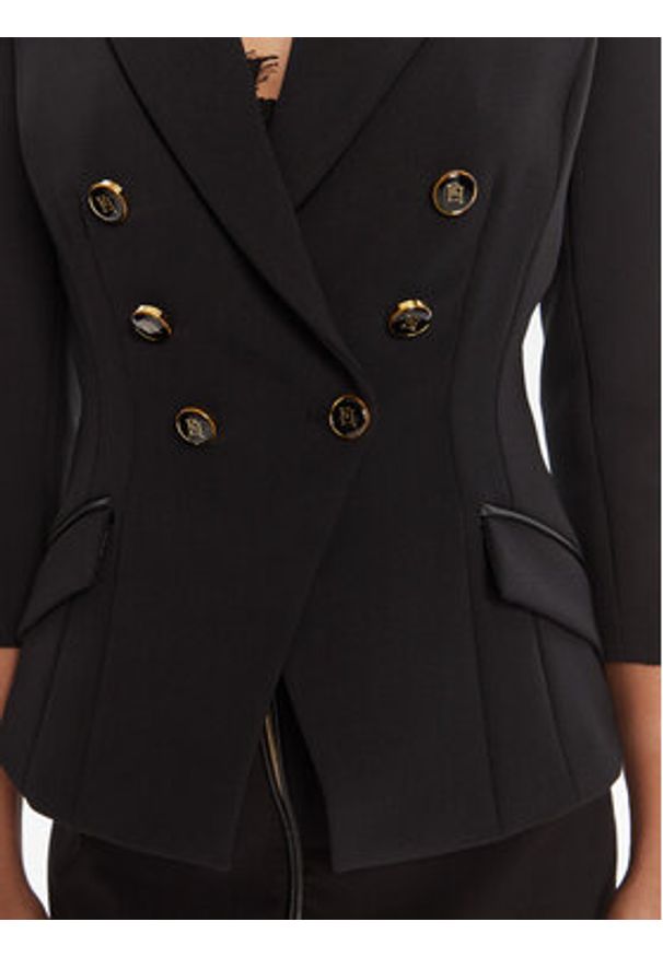 Elisabetta Franchi Marynarka GI-174-56E2 Czarny Regular Fit. Kolor: czarny. Materiał: syntetyk