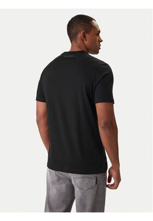 Karl Lagerfeld - KARL LAGERFELD T-Shirt 755075 561252 Czarny Regular Fit. Typ kołnierza: dekolt w karo. Kolor: czarny. Materiał: bawełna
