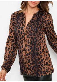Tunika satynowa bonprix w cętki leoparda. Kolor: brązowy. Materiał: poliester, materiał #5
