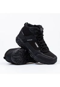 Sznurowane buty trekkingowe męskie DK z wysoką cholewką czarne. Wysokość cholewki: przed kolano. Kolor: czarny. Materiał: materiał. Szerokość cholewki: normalna #3
