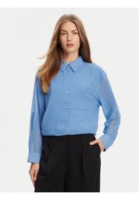 Calvin Klein Koszula LV044B902G Niebieski Regular Fit. Kolor: niebieski. Materiał: syntetyk