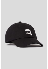 Karl Lagerfeld czapka z daszkiem bawełniana kolor czarny z aplikacją. Kolor: czarny. Materiał: bawełna. Wzór: aplikacja #6
