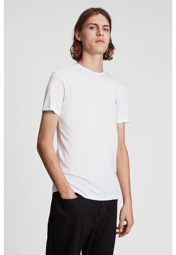 AllSaints T-shirt bawełniany (3-pack) gładki. Okazja: na co dzień. Materiał: bawełna. Wzór: gładki. Styl: casual