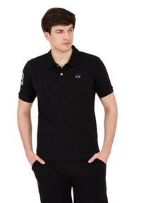 La Martina - LA MARTINA Czarne męskie polo z małym logo, Rozmiar XL. Typ kołnierza: polo. Kolor: czarny #9