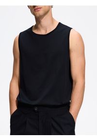 Reserved - Tank top z bawełny merceryzowanej - czarny. Kolor: czarny. Materiał: bawełna #1