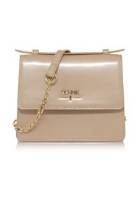 Ochnik - Skórzana listonoszka damska. Kolor: beżowy. Materiał: skórzane #1