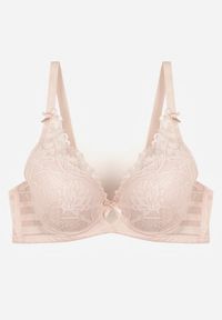 Renee - Jasnoróżowy Biustonosz Ozdobiony Koronką i Kokardkami Sellene. Kolor: różowy. Materiał: koronka. Wzór: koronka, aplikacja #6
