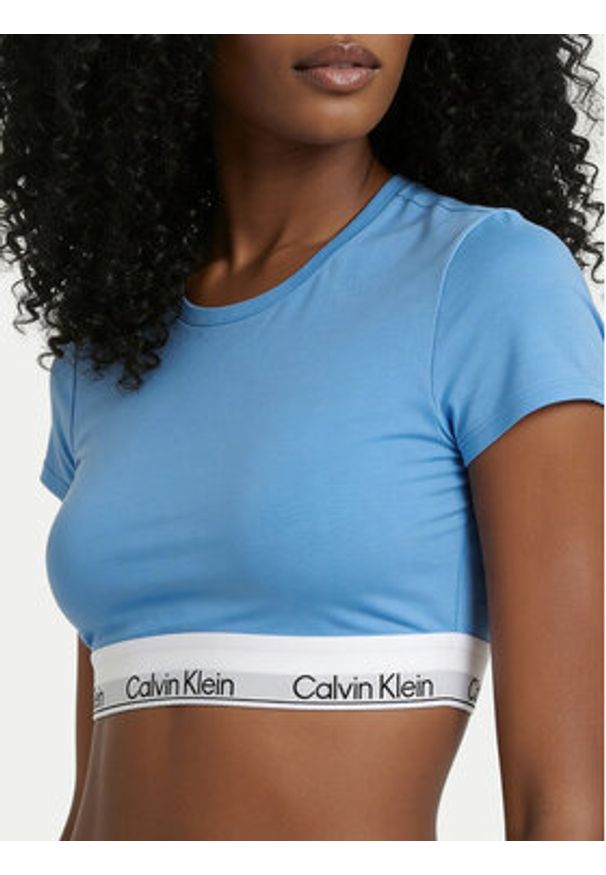 Calvin Klein Underwear T-Shirt LV00QF8495 Błękitny Slim Fit. Kolor: niebieski. Materiał: bawełna