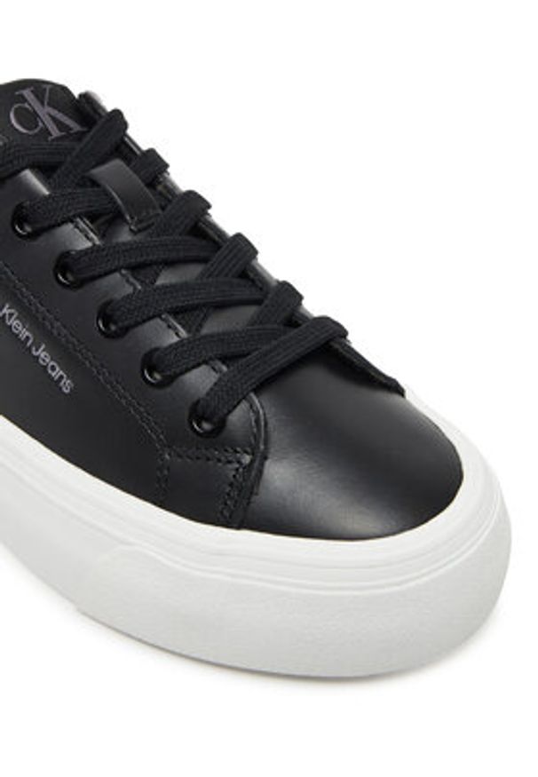 Calvin Klein Jeans Sneakersy Vulc Flatform Low Mg Lth YW0YW01771 Czarny. Kolor: czarny. Materiał: skóra