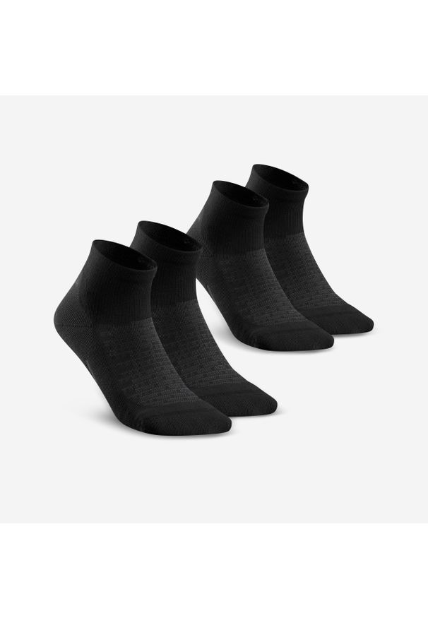 quechua - Skarpety turystyczne Quechua Hike 100 mid x 2. Kolor: czarny. Materiał: len, bawełna, elastan, poliamid. Sport: turystyka piesza