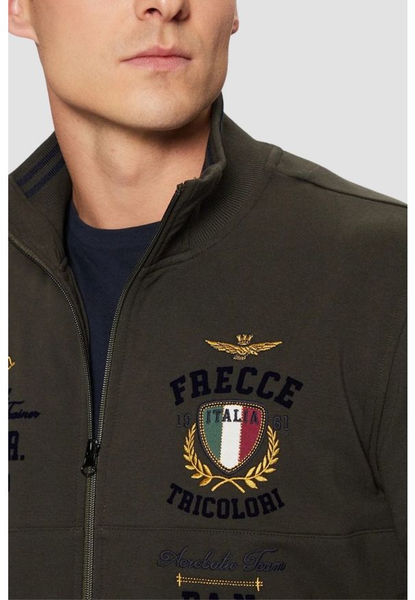 Aeronautica Militare - AERONAUTICA MILITARE Szarozielona bluza męska Color-block. Kolor: zielony