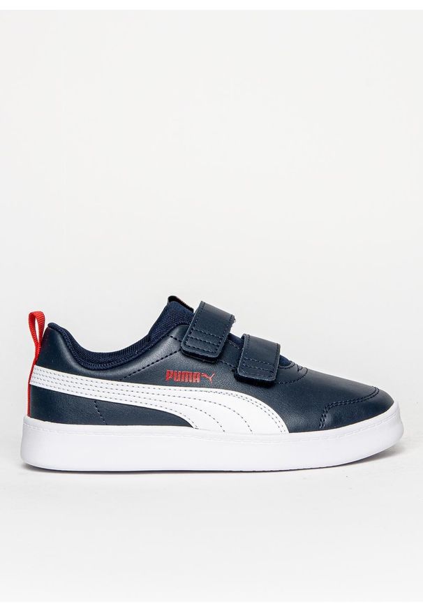 Buty sportowe dziecięce Puma Courtflex V2 V PS (371543-01). Zapięcie: rzepy. Kolor: niebieski. Materiał: syntetyk, guma, materiał. Szerokość cholewki: normalna