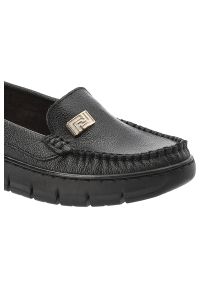 Czarne Półbuty Armodo Modne Obuwie Damskie Ze Skóry Naturalnej. Okazja: na co dzień. Zapięcie: klamry. Kolor: czarny. Materiał: skóra. Szerokość cholewki: normalna. Styl: casual, elegancki #3