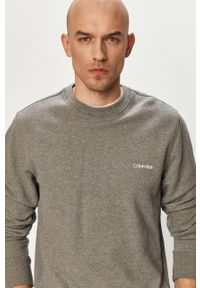 Calvin Klein - Bluza bawełniana. Okazja: na co dzień. Kolor: szary. Materiał: bawełna. Wzór: gładki. Styl: casual #4