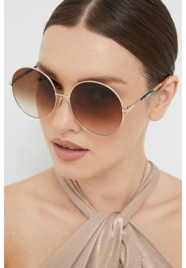 Chloe - Chloé okulary przeciwsłoneczne damskie kolor brązowy. Kształt: okrągłe. Kolor: brązowy