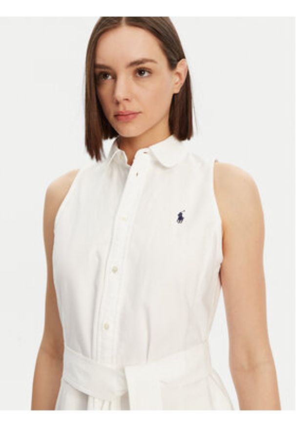 Polo Ralph Lauren Sukienka koszulowa 211906437001 Biały Regular Fit. Typ kołnierza: polo. Kolor: biały. Materiał: bawełna. Typ sukienki: koszulowe