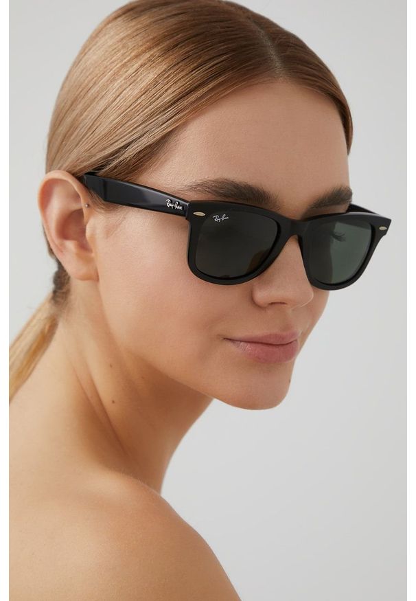 Ray-Ban - Okulary 0RB4340.50.601. Kształt: prostokątne. Kolor: czarny