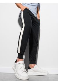 Ombre Clothing - Spodnie męskie dresowe joggery P947 - czarne - XXL. Okazja: na co dzień. Kolor: czarny. Materiał: dresówka. Styl: casual #5