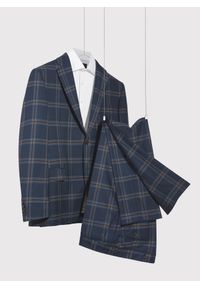 Pako Lorente - PAKO LORENTE – Granatowa marynarka garniturowa w kratę. Kolor: niebieski. Materiał: wełna. Styl: boho #9
