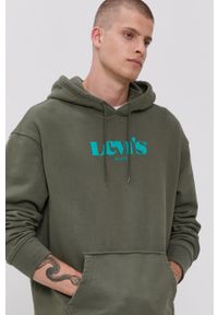 Levi's® - Levi's Bluza bawełniana męska kolor zielony z kapturem z nadrukiem. Okazja: na spotkanie biznesowe. Typ kołnierza: kaptur. Kolor: zielony. Materiał: bawełna. Wzór: nadruk. Styl: biznesowy #7