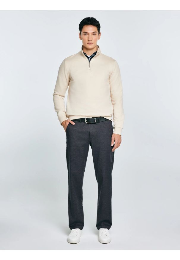 Big-Star - Spodnie męskie chinosy szare Debren 902. Kolor: szary. Materiał: tkanina. Wzór: haft. Styl: elegancki