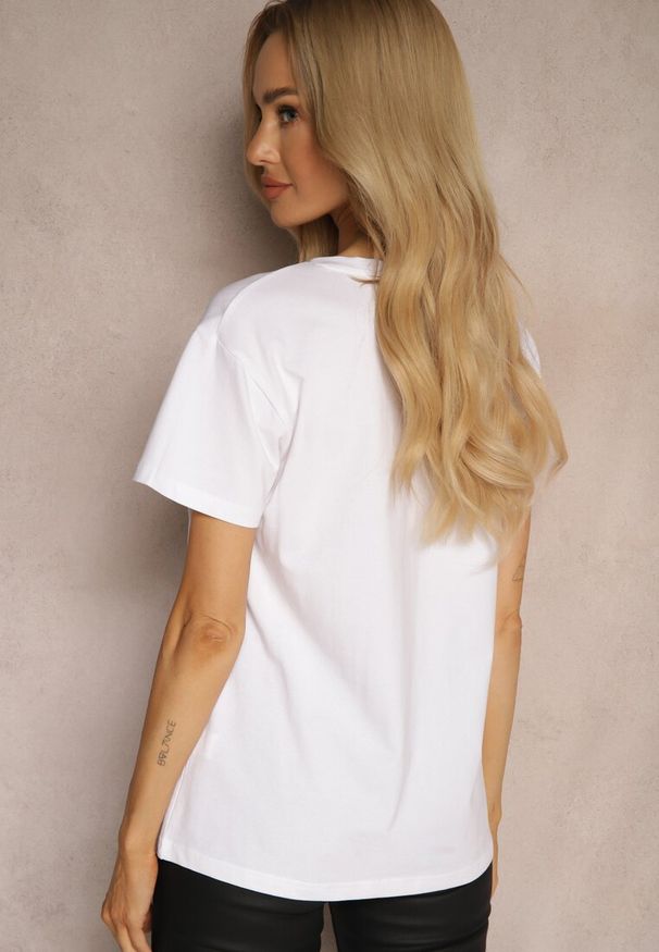 Renee - Biały Klasyczny T-shirt z Bawełny Irithnea. Okazja: na co dzień. Kolor: biały. Materiał: bawełna. Styl: klasyczny