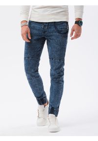 Ombre Clothing - Spodnie męskie jeansowe joggery P1056 - niebieskie - XXL. Kolor: niebieski. Materiał: jeans #3