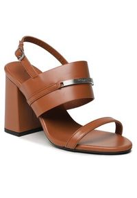 Calvin Klein Sandały Block Hl Sandal HW0HW01612 Brązowy. Kolor: brązowy. Materiał: skóra #6